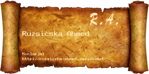 Ruzsicska Ahmed névjegykártya